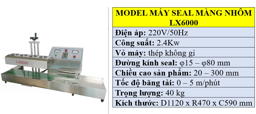 Thông số kỹ thuật máy dán màng seal nhôm