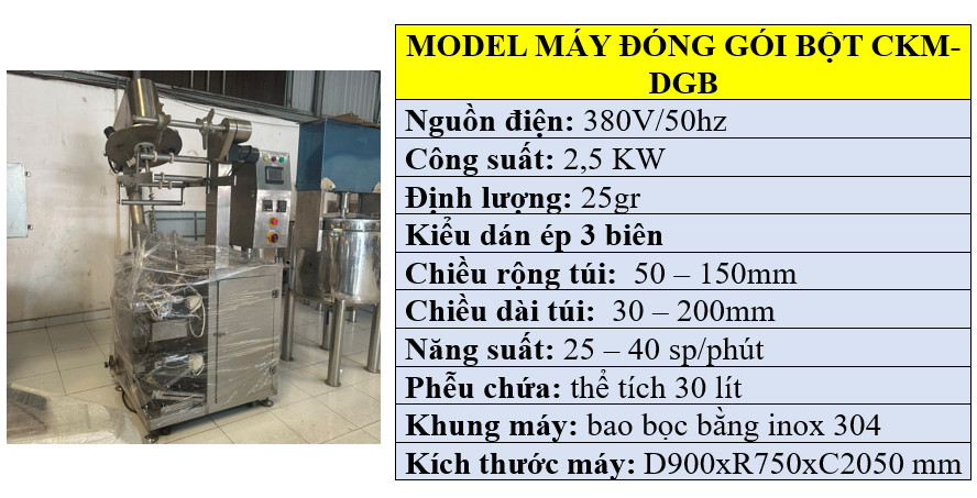 Thông số kỹ thuật máy đóng gói thực phẩm