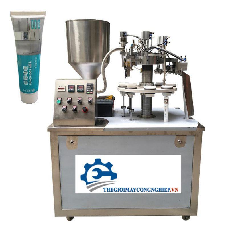 Máy chiết tuýp dập đáy tuýp - Máy chiết rót đóng tuýp mỹ phẩm mâm xoay