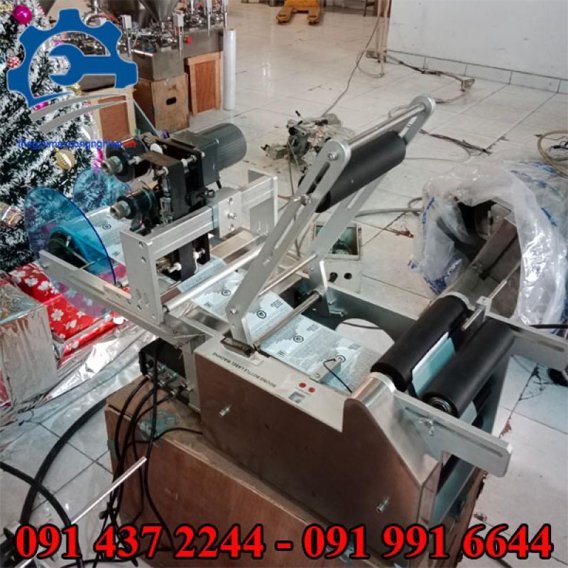 Máy dán nhãn decal chai tròn| Máy dán nhãn tròn có in date